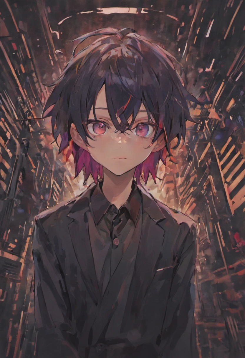 male people,By bangs,Black hair,Black shirt,blue eyess,Hair between both eyes,Breakdown,eye glass,looking looking at viewer,独奏,hair messy,a bitter smile,年轻,Long body