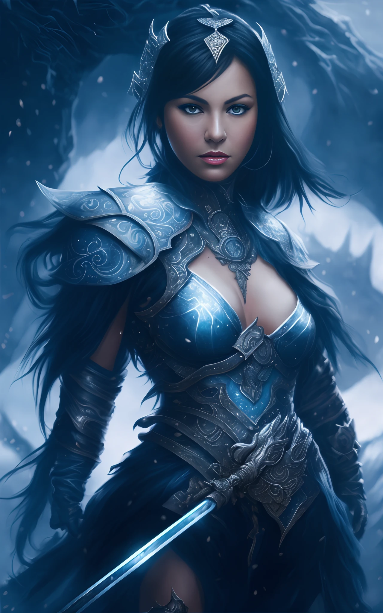 Un primer plano de una mujer  desnuda con ligera armadura , descubierta el pecho  con uno senos medianos y pezones grandes , Sosteniendo una espada, Detailed fantasy art, definir los brazos y manos, detailed fantasy digital art, epic fantasy digital art style, Fantasy Woman, fantasy art behance, epic fantasy character art, digital fantasy art ), fantasy warrior, fantasy paladin woman, fantasy character art, highly detailed fantasy art, epic fantasy art style, epic fantasy art portrait