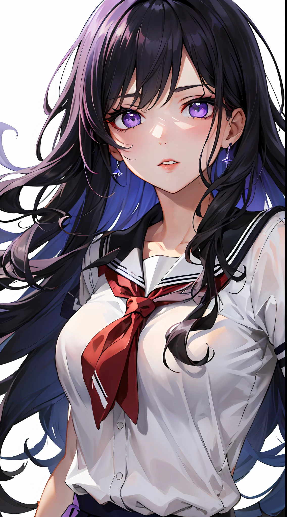 ((8K, Best Quality, masterpiece, Highly detailed)),{{{NSFW}}},Semi-realistic illustrations,Mejiro McQueen \(umamusume\),{1 girl,beautiful girl,cute,smile,kawaii, lovely,blushing,playful expression},sharp focus,oily skin,beautiful detailed hair,glossy hair,(wear school uniform:1.5),(two nipples slip from school uniform:1.2)(NSFW),erection-of-nipples,(lying on the bed:1.2),wear long school skirt,perfect two legs,(spread two legs:1.2),(show-off-white-panties:1.3),five fingers,large breaths,wear black pantyhose,beautiful detailed eyes,jewel like eyes,violet eyes, (two hands behind head:1.1),open mouth,armpits, solo,beautiful navel, looking at viewer,collarbone,earring