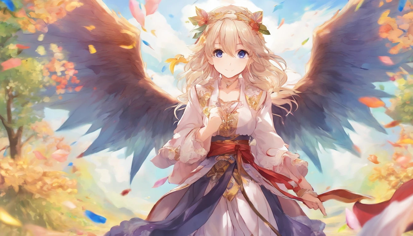 PPT template,PPT background，Colored gradient background，Detailed key anime art, seraphim, daytime ethereal anime, anime key visual concept art of