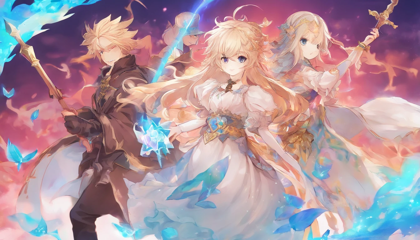 PPT template,PPT background,Colored gradient background,Detailed key anime art, seraphim, daytime ethereal anime, anime key visual concept art of