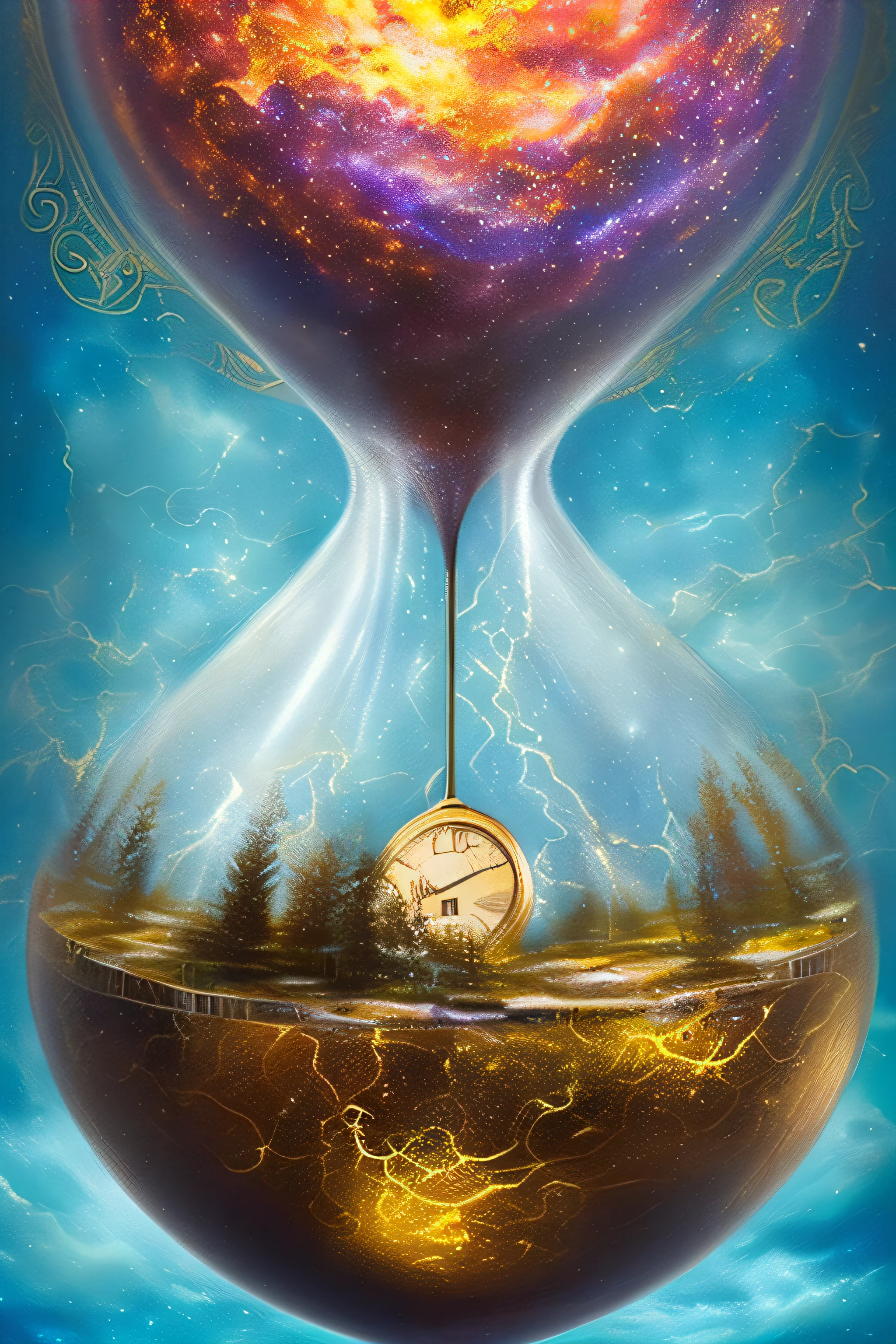 ((melhor qualidade)), ((obra-prima)), (detalhado), Hourglass, tempo, empoleirada em uma nuvem, (Fantasy Illustration: 1.3), medieval, Hourglass, mystical sky, (Luis Royo:1.2), (Yoshitaka Amano:1.1), noite de luar, cores suaves, (paisagem de nuvens detalhada:1.3), (alta resolução:1.2)