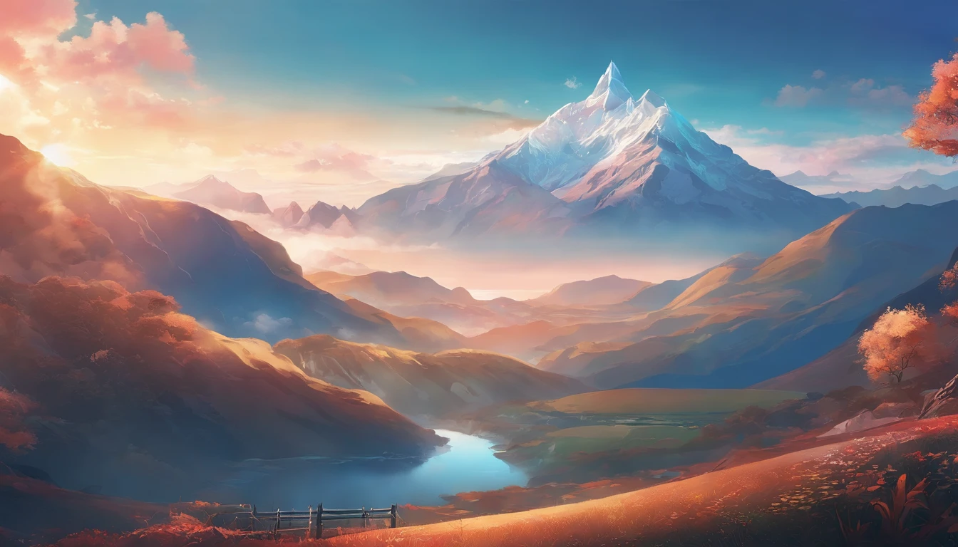PPT template,PPT background，Colored gradient background，Detailed key anime art, seraphim, daytime ethereal anime, anime key visual concept art of