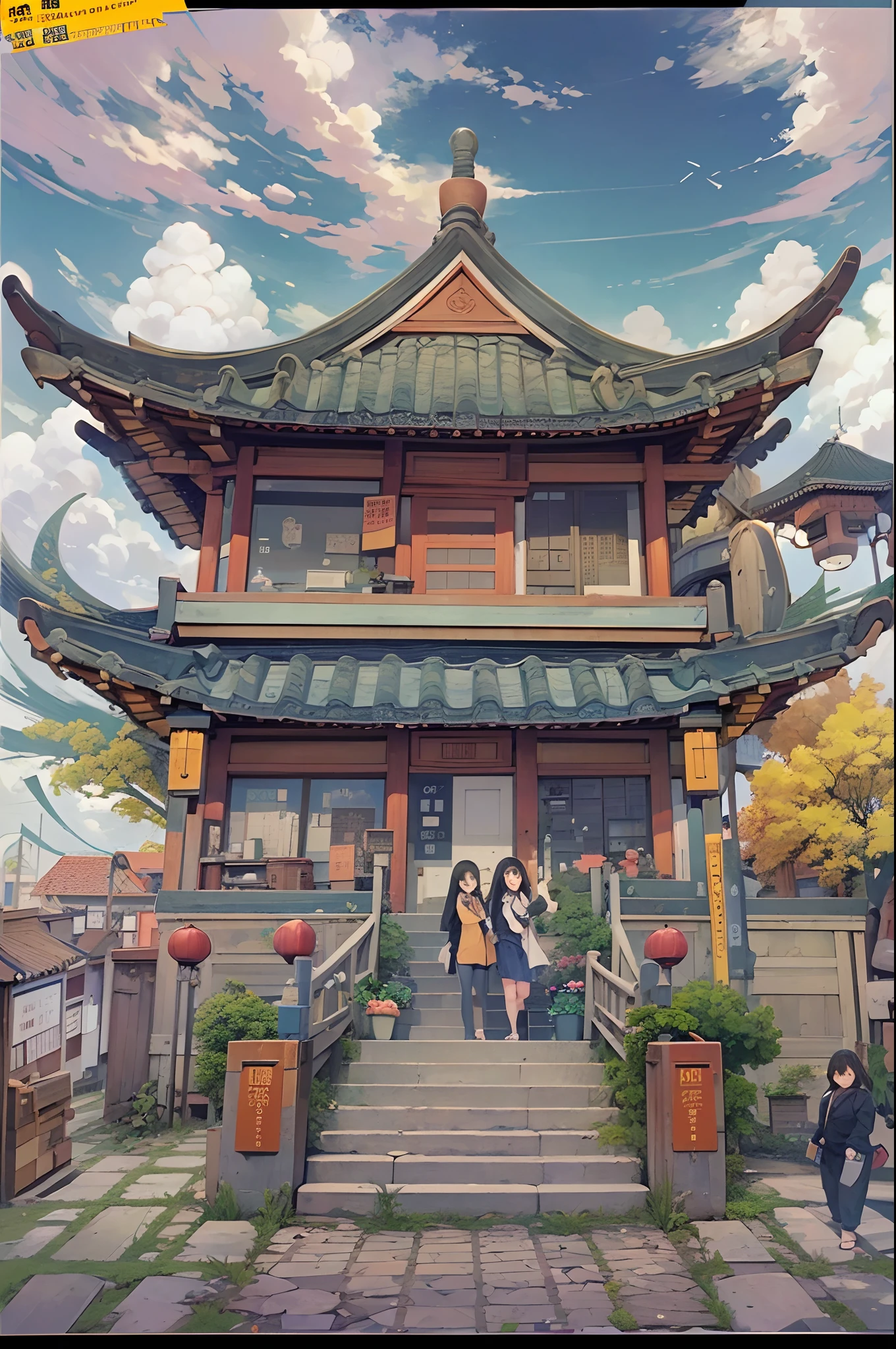 （（（Comic storyboard））），comic strip，Two-dimensional picture，Manhwa Style，Ultra-wide angle of view，China-style，a town with beautiful scenery，Faraway view，Vivid and bright colors，super-fine，ultra - detailed，high qulity，8K ，oc rendered，dynamic viewing angle，Hyper-realistic，Hyper Real，Ultra photo realsisim