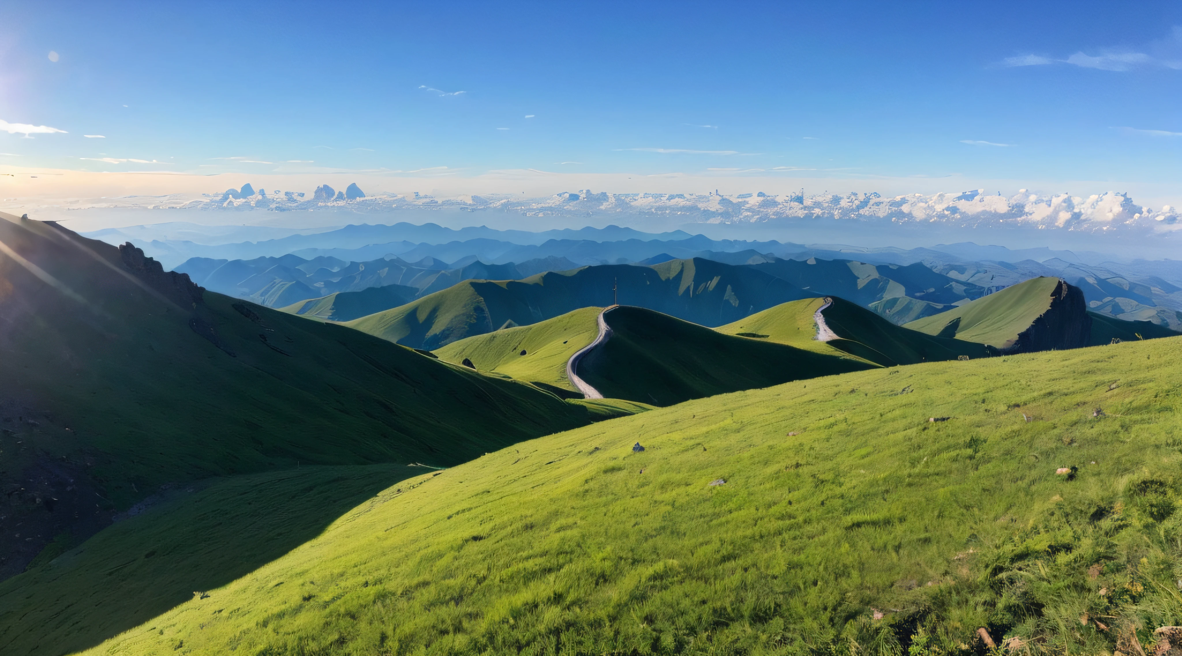 (((Superb view))),((masterpiece,top-quality,16 K)),reallistic,Summit of Mt,View from the summit,