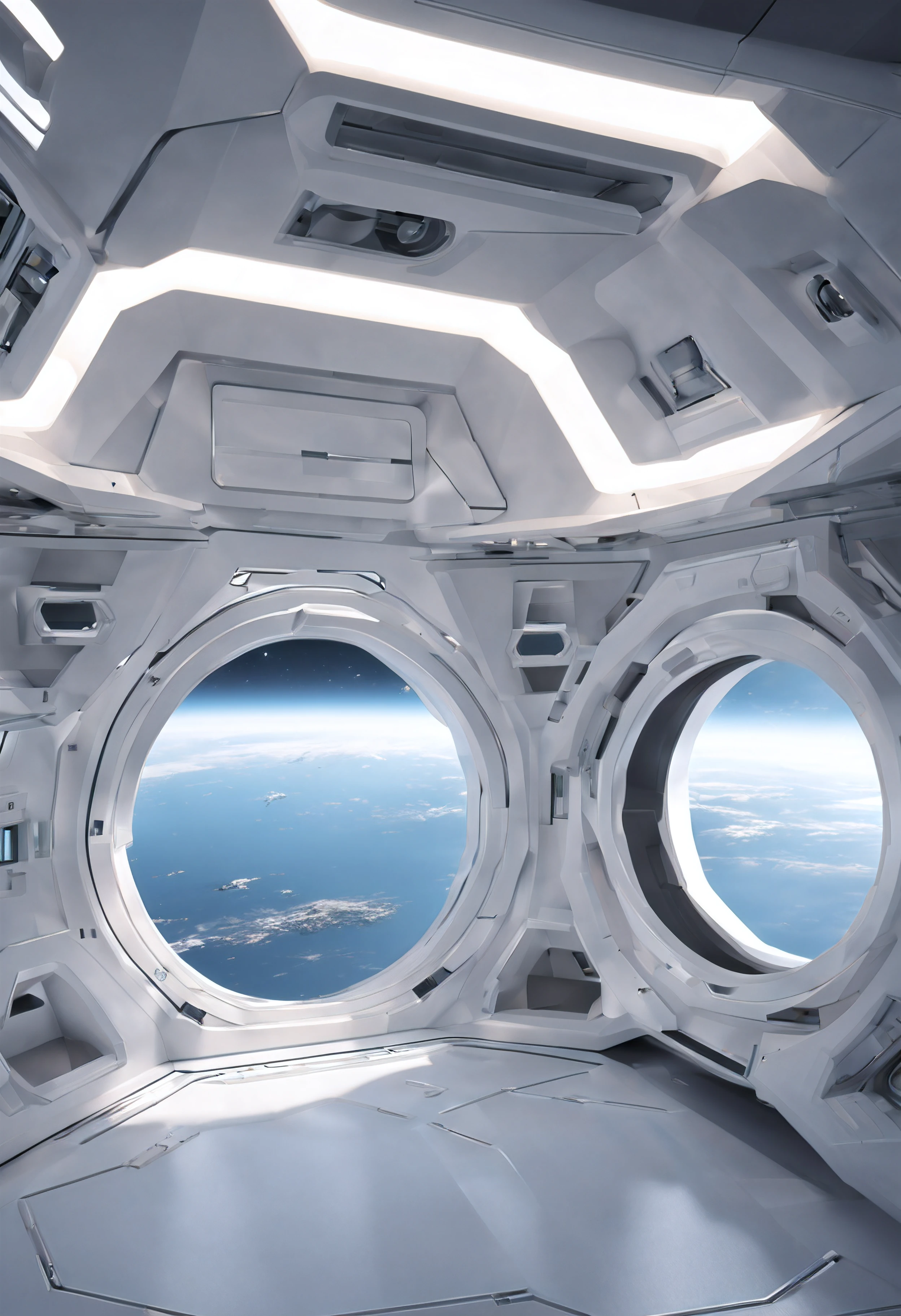 (((view from space: 1.5))) sci-fi spaceship in the style of EVE-online, cubically angular shapes, rounded structural elements, rectangular portholes, illuminated from the inside, volumetric light, even lighting, sci-fi design, white color,sky-fi design, view from space