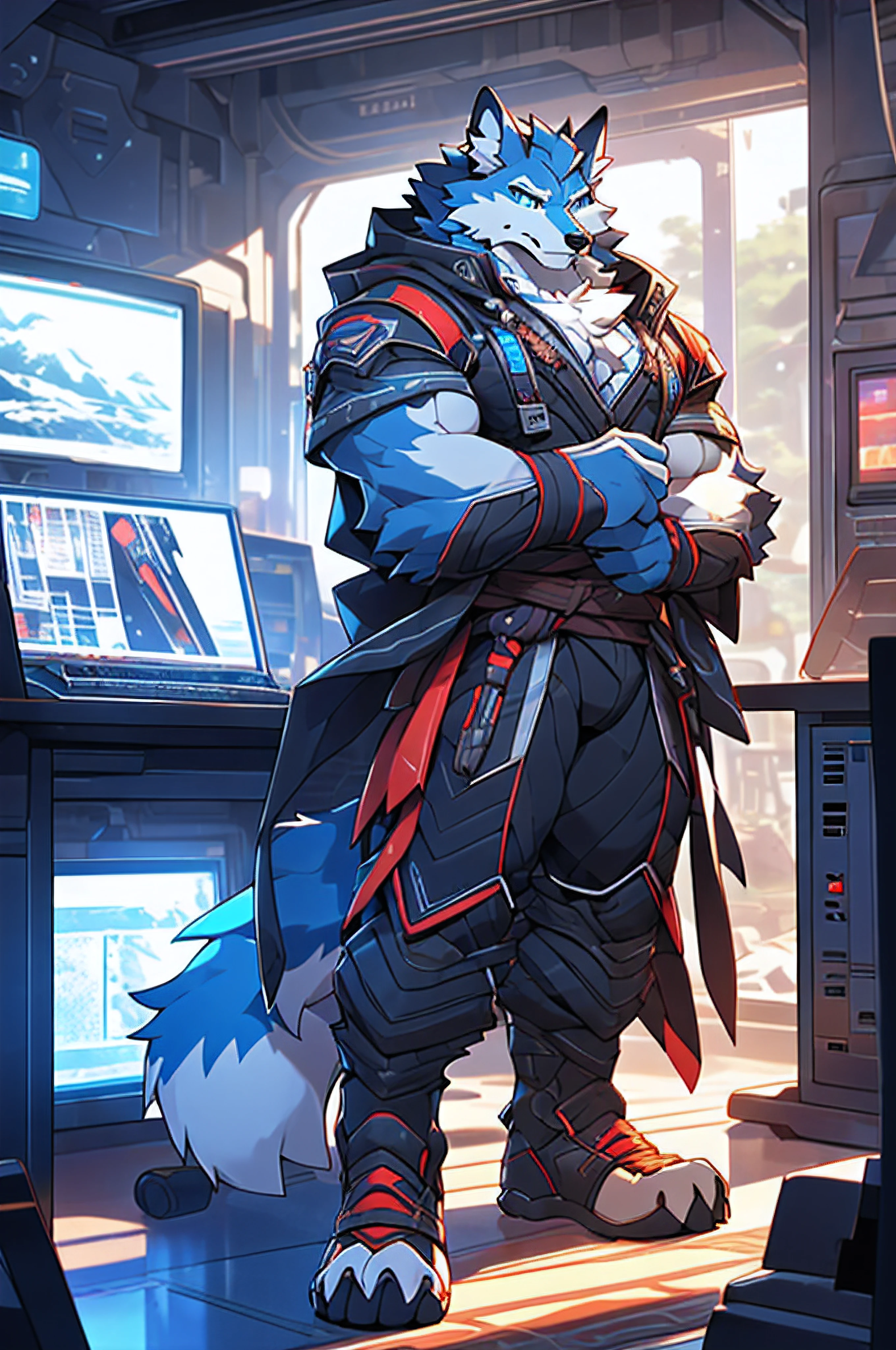 photorealistic  art，Furry art！！！，male people，Perfect figure，Higher height，large tail，Fluffy tail，Anthropomorphic fox，Fox orcs，red fox，Fluffy hair，White fur，White face，Elaborate Eyes，Gold eyes，don't have clothes，nakeness，depth of fields，Perfect body，light particules，best qualtiy，high-definition picture quality，tmasterpiece，Hyper-detailing，Sharp focus，light particules，battleground background，A high resolution，fluffy body，Serious，energy，Visual energy，Consistent with the structure of the human body，Handsome，divino，Simple，（（best qualtiy））， （（tmasterpiece））， （The is very detailed：1.3），（cyber punk perssonage：1.3）Operate a computer terminal、computer servers、LCD screens、Fiber optic cable、Corporate logo、hdr（HighDynamicRange）、Ray traching、NVIDIA RTX、Hyper-Resolution、illusory 5、sub surface scattering、PBR Texture、Post-processing、Anisotropic filtering、depth of fields、Maximum clarity and sharpness、Many-Layer Textures、Albedo e mapas Speculares，Surface coloring，Accurately simulate photo-material interactions，perfectly proportions，rendering by octane，twotonelighting，Low ISO，White balance，trichotomy，Wide aperture，8K raw data，High-Efficiency Sub-Pixel，sub-pixel convolution，Luminous Particle，Black cloak，Muscle fox，（Detal Face），（Details fluffy fur），Detailed characters，Animal focus， Furry fox, A human fox,, hairy chest, （独奏：1.2）incredibly detailed，Sharpen，the detail +superbly fine details，hairy chest, thick furry neck and chest fluff, hairy bodies, detailed full body，full body detailed，highly detailed whole body，blue colored eyes，whole body picture，full body shooting hyper detail，hairy bodies， Hairy head，Golden pupils， tmasterpiece，best qualityer，独奏，Detailed fur，fluffly，coda，Furry male fox, (Full Body Furry, Fluffy tail）hairy chest，eyes with brightness, in a panoramic view, Character focus.(detailedbackground:0.7), 独奏, shaggy male, Muscle fox，Detailed characters，Animal focus（（best qualtiy））， （（tmasterpiece））， （The is very detailed：1.3），Operate a computer terminal、computer servers、LCD screens、Fiber optic cable、Corporate logo、hdr（HighDynamicRange）、Ray traching、NVIDIA RTX、illusory 5、sub surface scattering、PBR Texture、Post-processing、Anisotropic filtering、depth of fields、Maximum clarity and sharpness、Many-Layer Textures、Albedo e mapas Speculares，Surface coloring，Accurately simulate photo-material interactions，perfectly proportions，rendering by octane，twotonelighting，Low ISO，White balance，trichotomy，Wide aperture，8K raw data，High-Efficiency Sub-Pixel，sub-pixel convolution，Luminous Particle，Black cloak，（Detal Face），（Details fluffy fur），Detailed characters，Animal focus， Furry fox, Anthropomorphic fox