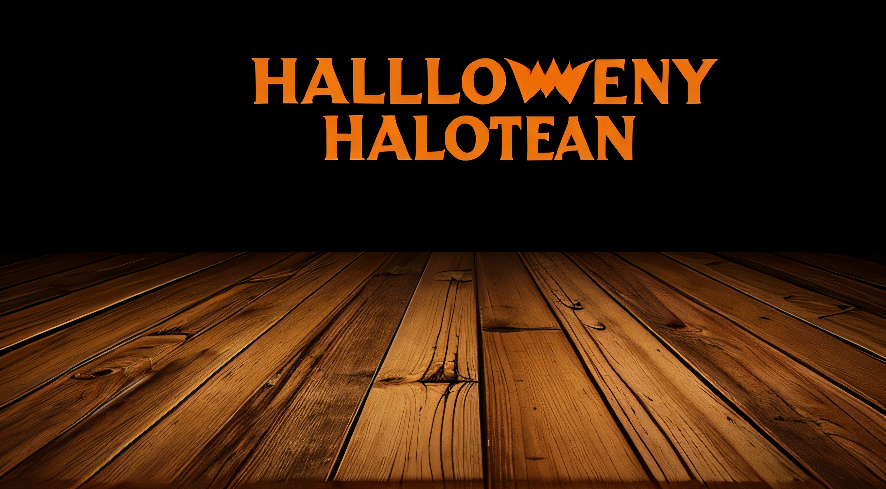 Spooky halloween background with empty wooden planks, dark horror background. Celebration theme, copyspace for text. Ideal for product placement