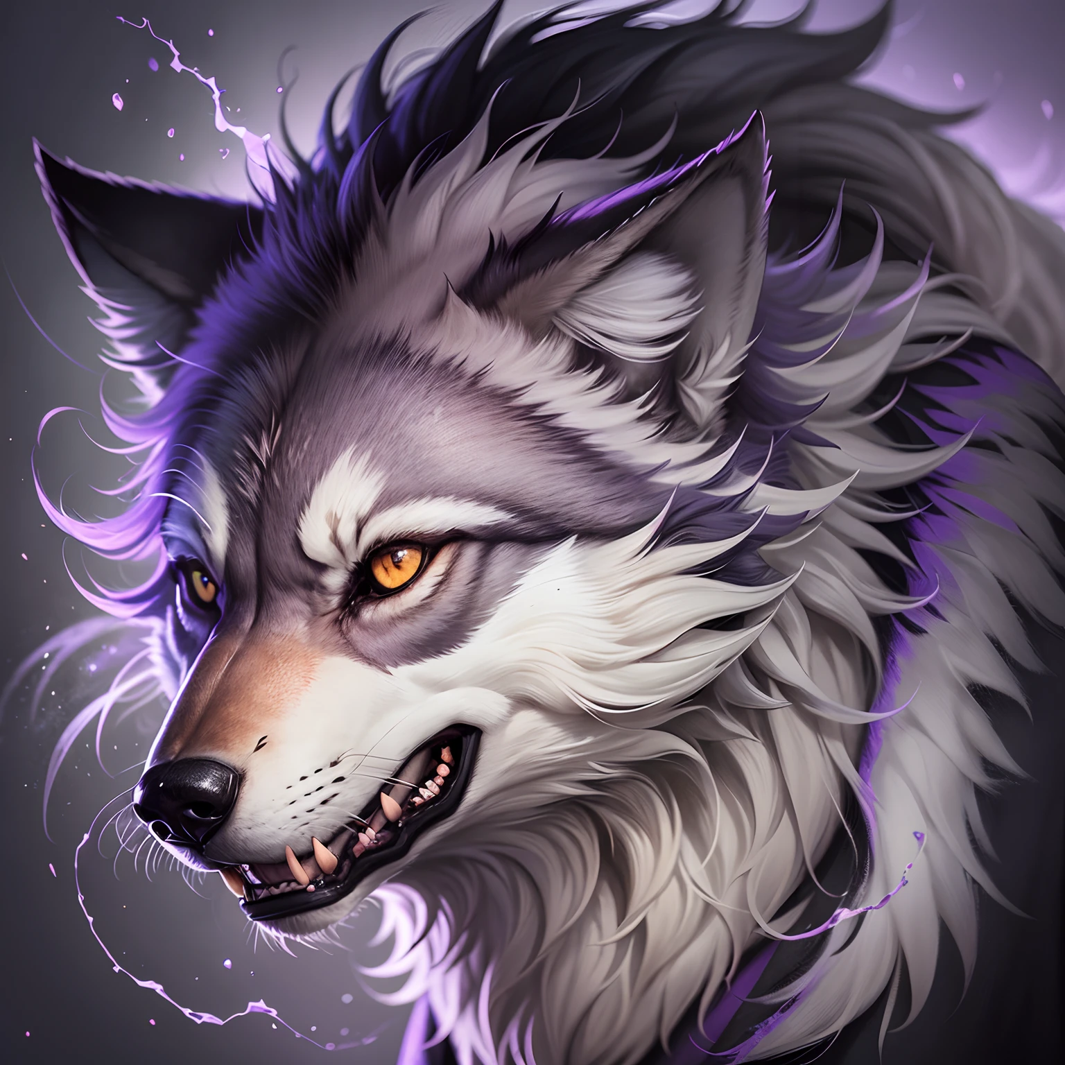 face to  gray and purpple furious wolf for tattoo --auto --s2
