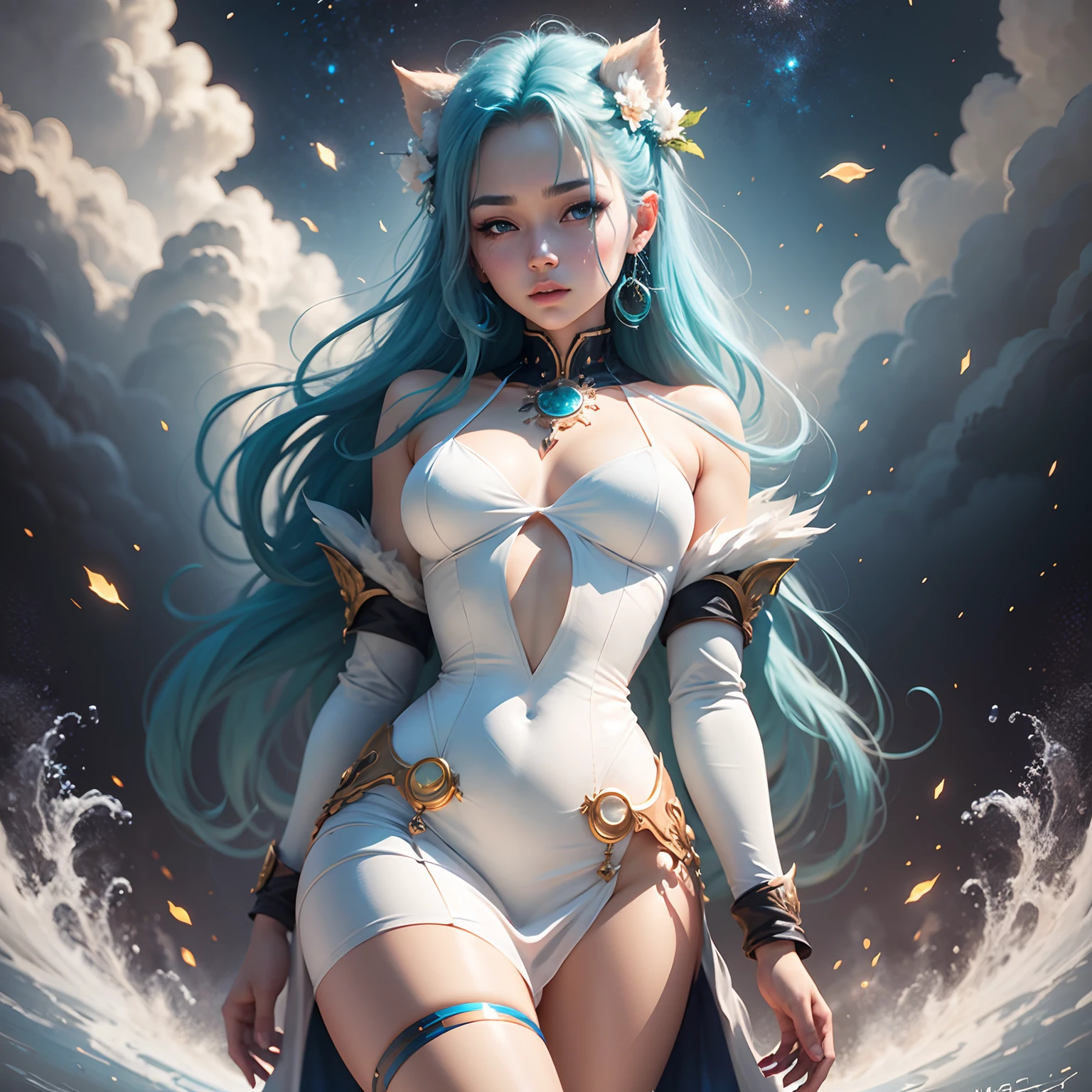 anime girl with blue hair and blue eyes in a white dress, beautiful avatar pictures, beautiful fantasy anime, anime style. 8k, anime style 4 k, artwork in the style of guweiz, ross tran 8 k, anime girl with cosmic hair, anime styled 3d, realistic anime artstyle, anime styled digital art, fantasy art style, inspired by Ross Tran --auto --s2