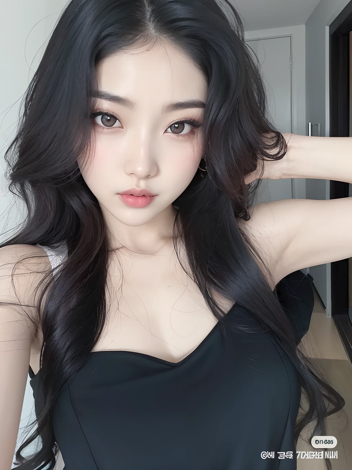 um close up de uma mulher com cabelos longos usando um top preto, Jaeyeon Nam, Mulher sul-coreana bonita, linda mulher coreana jovem, coreana, mulher coreana jovem bonita, Heonhwa Choe, Jinyoung Canela, wan adorable korean face, Ulzzang, Mulher coreana, Lee Ji-eun, Lee Ji - Eun, Hwang SE - EM, TaeJune Kim