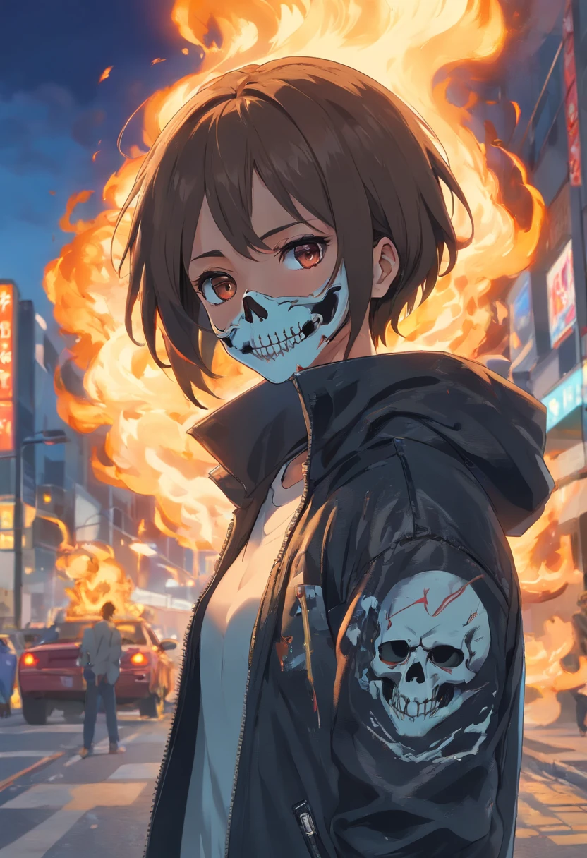 (RAW Photo, Best Quality), (Realistic, Photorealistic Photo: 1.3), Best Quality, Highly Detailed, Masterpiece, Ultra Detailed, Illustration, ghost rider, burning skull, black ripped jacket, ripped black jeans, black shoes, epic background, standing like ghost rider, upper body, ghost riders costume, Best Quality, Extremely Detailed CG Unified 8k Wallpaper, Ink, Amazing, badass look, portrait, close up (skull texture), intricately detailed, fine details, hyperdetailed.