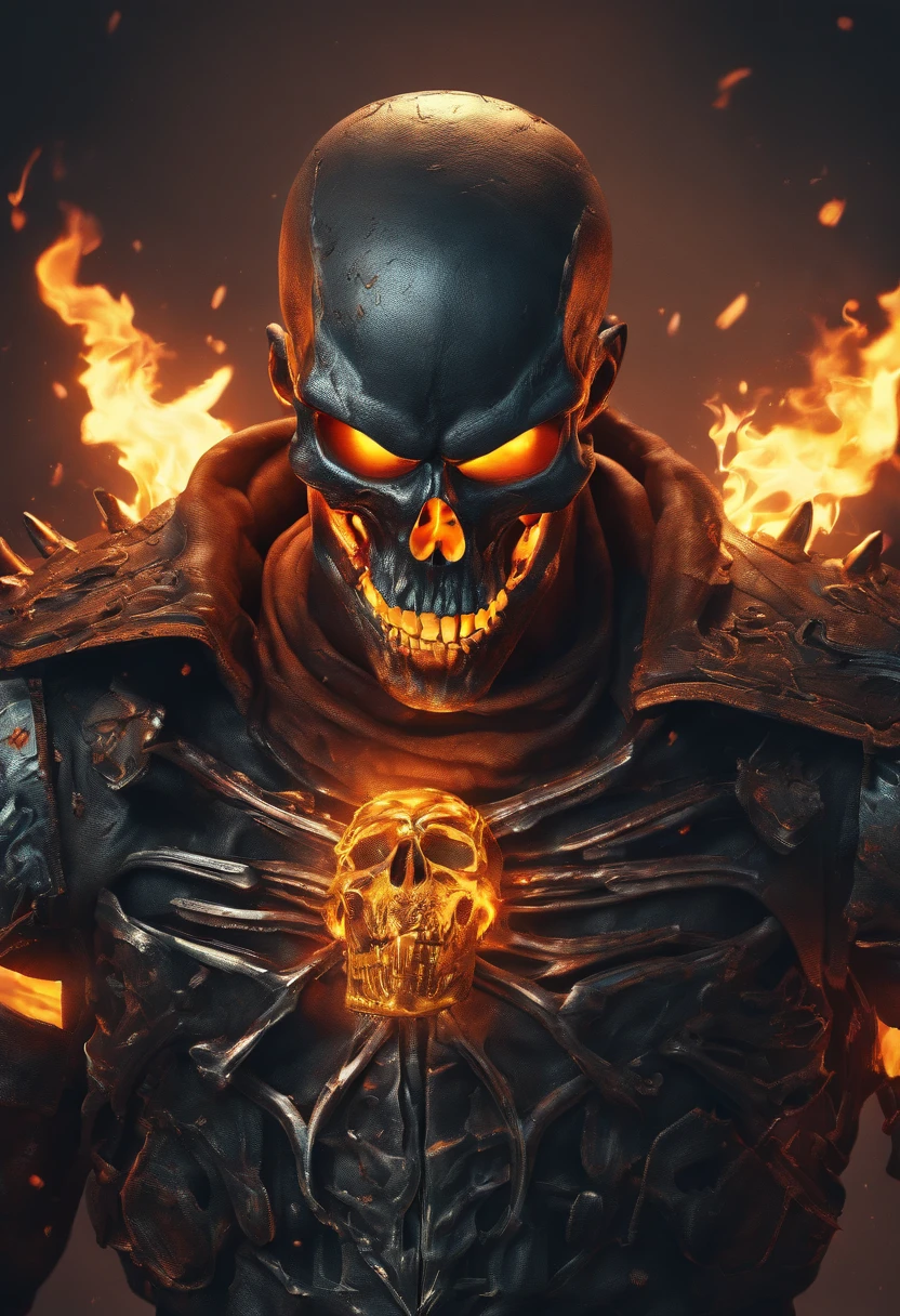 8k, extremely sculpted, cinema lighting, an angry wizard skull with red eyes, (head only)