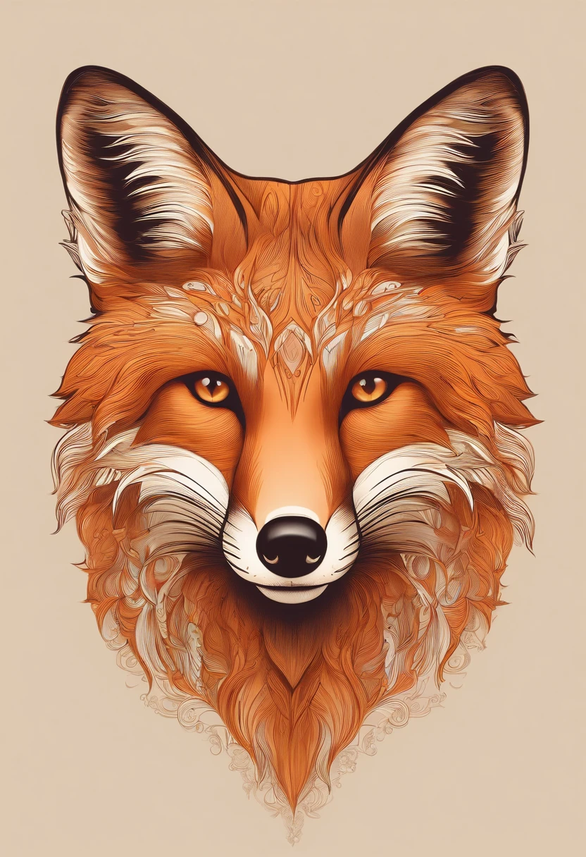 create fox logo, orange, brown with white, gold