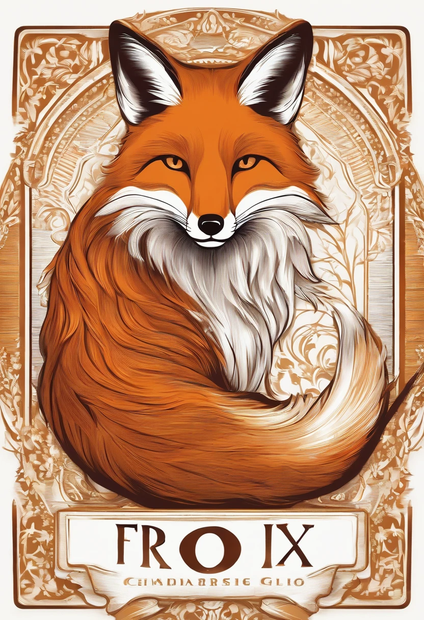 create fox logo, orange, brown with white, gold