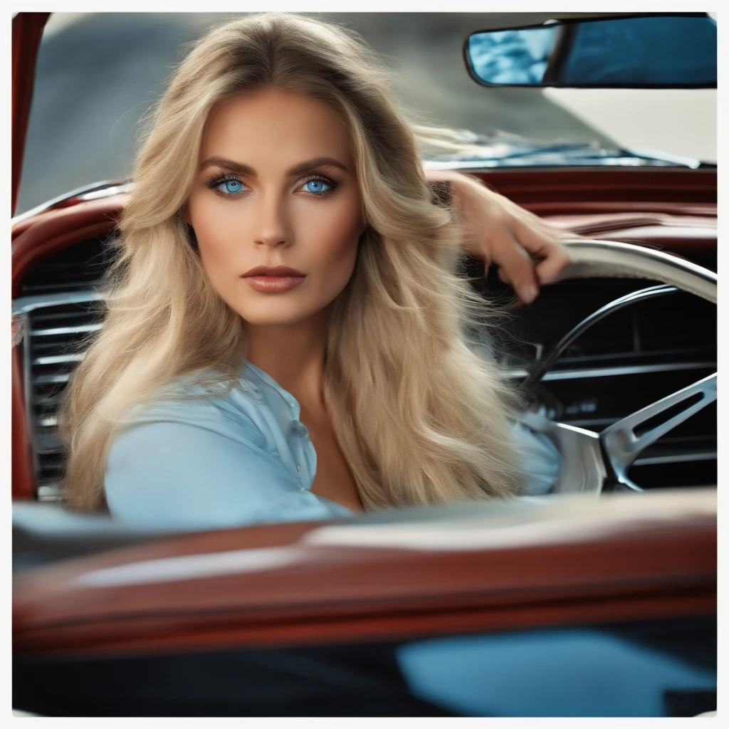 blue eyes,long hair,woman,in the car
