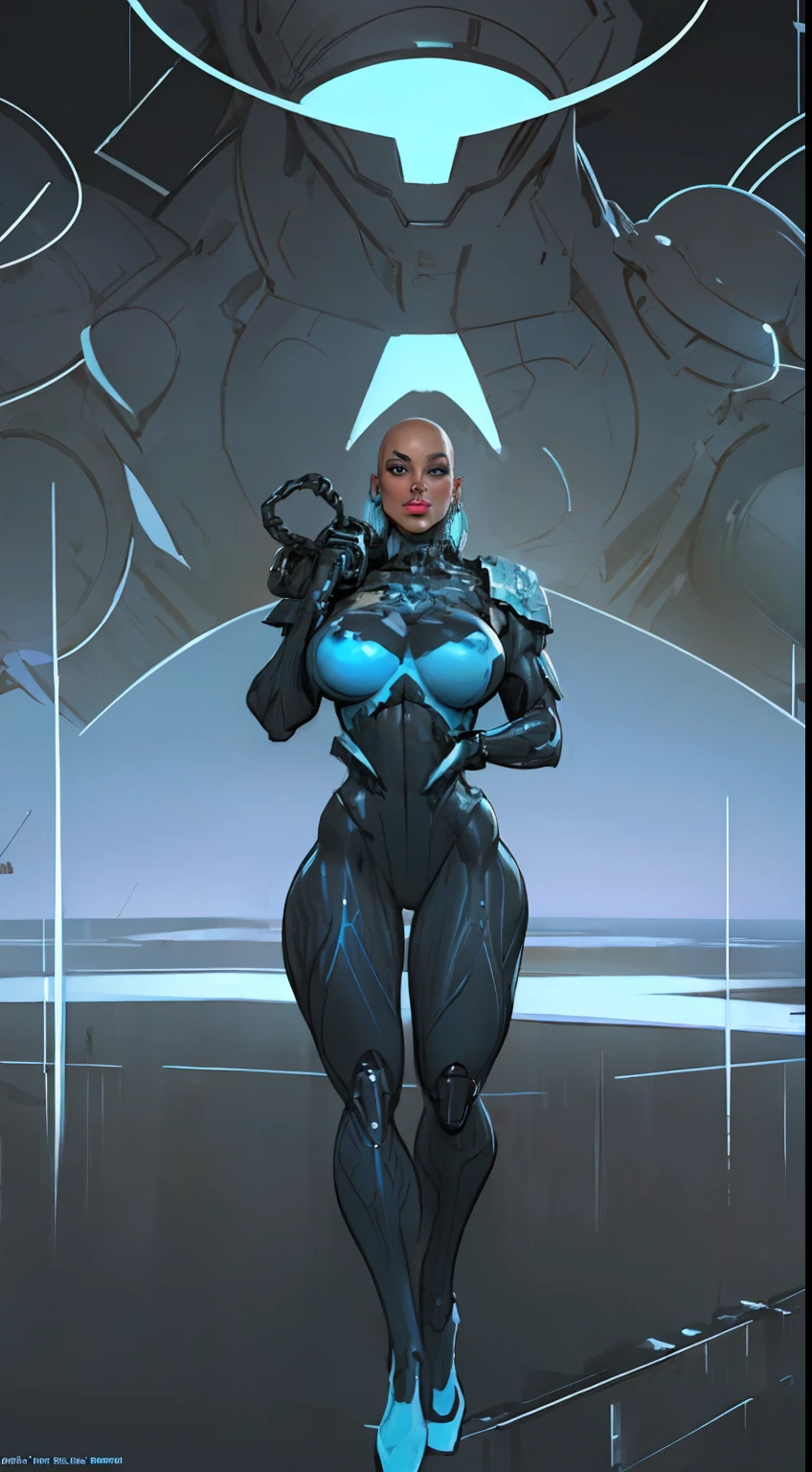 ((Laying on all fours, seductive, legs spread apart)) style, anime style, (((dark elf))) (((black skin:1.5))) and (((smoldering eyes))). Her (((hair slicked elegantly backwards))), 8k, 4k, Unreal Engine 5, octane render, trending on pixiv, fanbox, skeb, ((hexagonal energy emission ports on its chest:1.9)), (port holes on breast:1.9) capable of blasting adjustable energy beams for combat and precision tasks. (lasers shoot from ports:1.9), the hexagonal design not only enhances its aesthetic appeal but also efficiently dissipates excess heat generated during energy emission, (((hexagonal armor))), masterpiece, ((slendered abs:1.2)),(gigantic breasts:1.7), (full bodied), wide hips, (full lips:1.5), big dreamy eyes, beautiful intricate colored hair, anime wide eyes, soft lighting, concept art, digital painting,