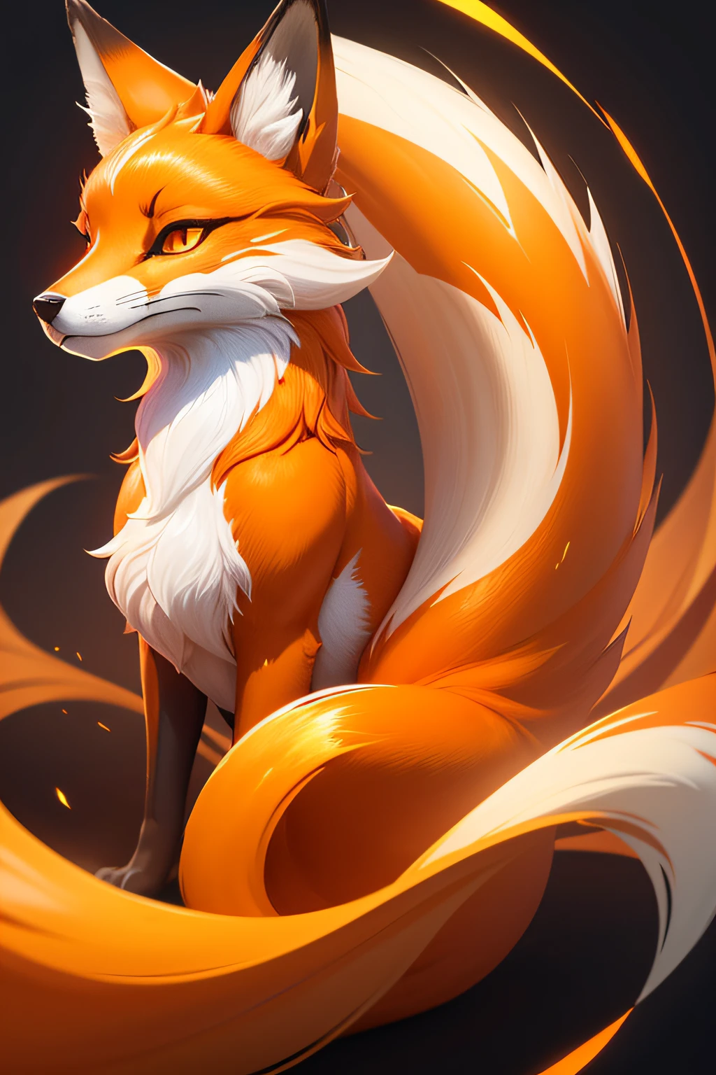 create fox logo, with shiny, silky and soft fur, orange, brown with white, shiny gold