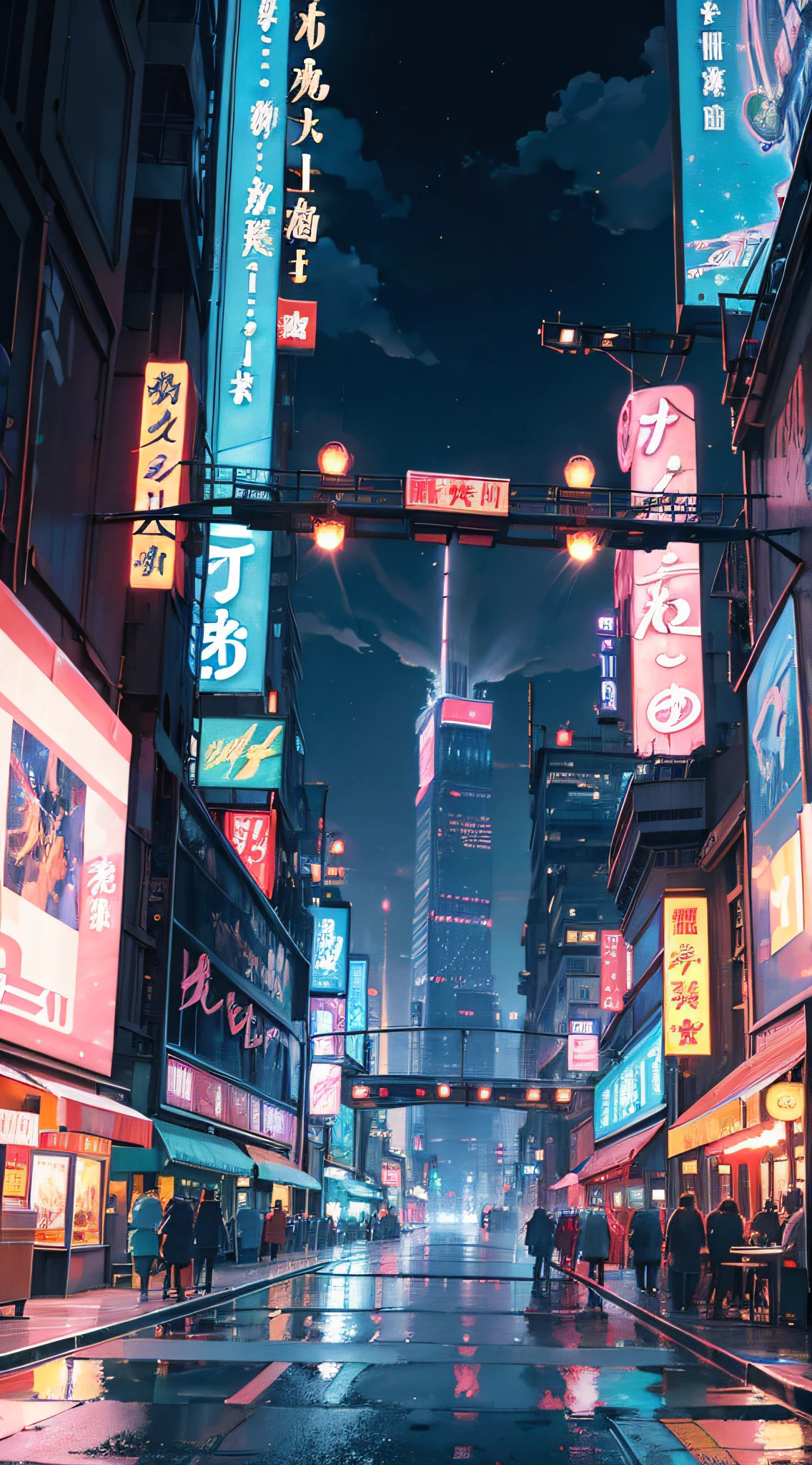 (best quality,4k,8k,highres,masterpiece:1.2),ultra-detailed,(realistic,photorealistic,photo-realistic:1.37),anime city,illustration,neon lights,detailed buildings,vibrant colors,night scene,lush vegetation,expressive characters,lively atmosphere,hidden alleys, bustling crowds, futuristic architecture, towering skyscrapers,traditional temples,blurred lights,city reflections,glowing signs,moonlit sky,dazzling street lights,prosperous cityscape,winding streets,flashing billboards,train tracks,swirling mist,star-studded sky,overflowing creativity,manga-inspired visuals,street food vendors,fast-paced energy,fantasy elements,engaging storytelling,aesthetic charm,liveliness of the city