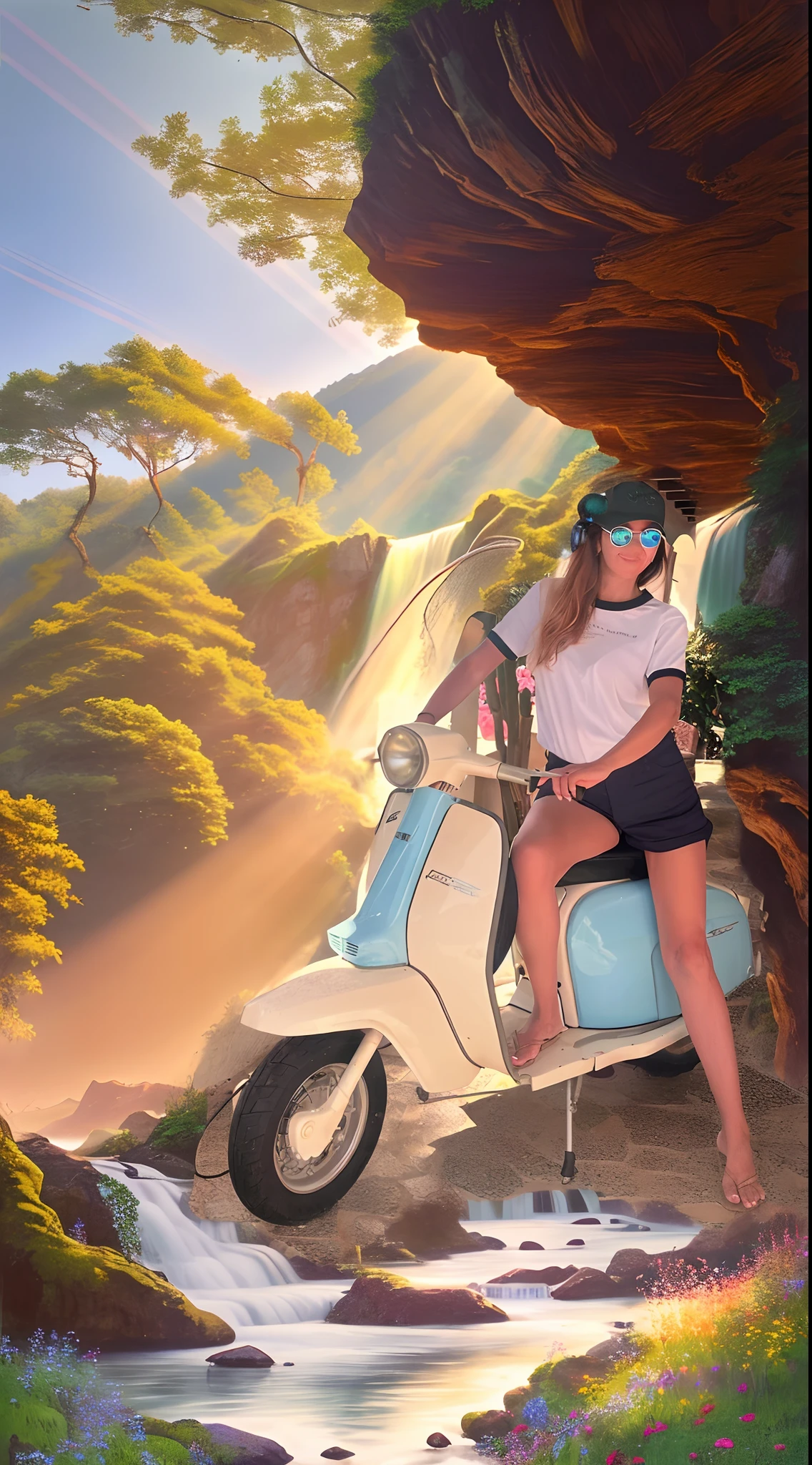 best quality,4k,8k,highres,masterpiece:1.2,(realistic,photorealistic,photo-realistic:1.37),idyllic scenario,beautiful nature landscape,lush green fields,breathtaking mountain range,peaceful river flowing through,serene atmosphere,crystal clear blue sky,golden sunlight filtering through the trees,tranquil lake reflecting the scenery,gentle breeze rustling the leaves,colourful wildflowers blooming,harmonious blend of colors,tranquility and serenity,serene and picturesque,immersive and captivating,vivid colors,professional,sun rays cast over the landscape,serene waterfalls cascading down,soothing sounds of nature,unspoiled and untouched,vibrant and lush,perfect harmony of nature,inviting and peaceful,escape from reality,ultimate tranquility and serenity.