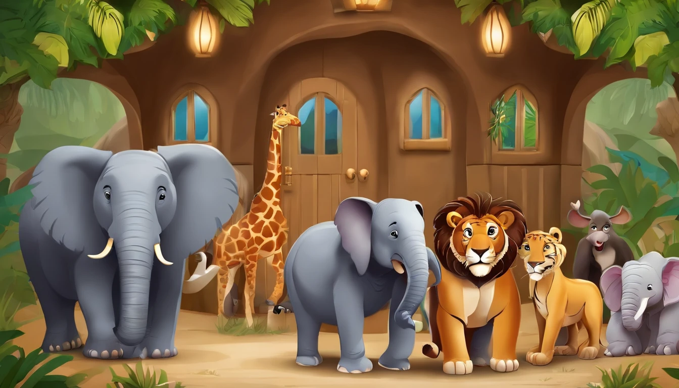 Zoo animals,cartoon style for kids