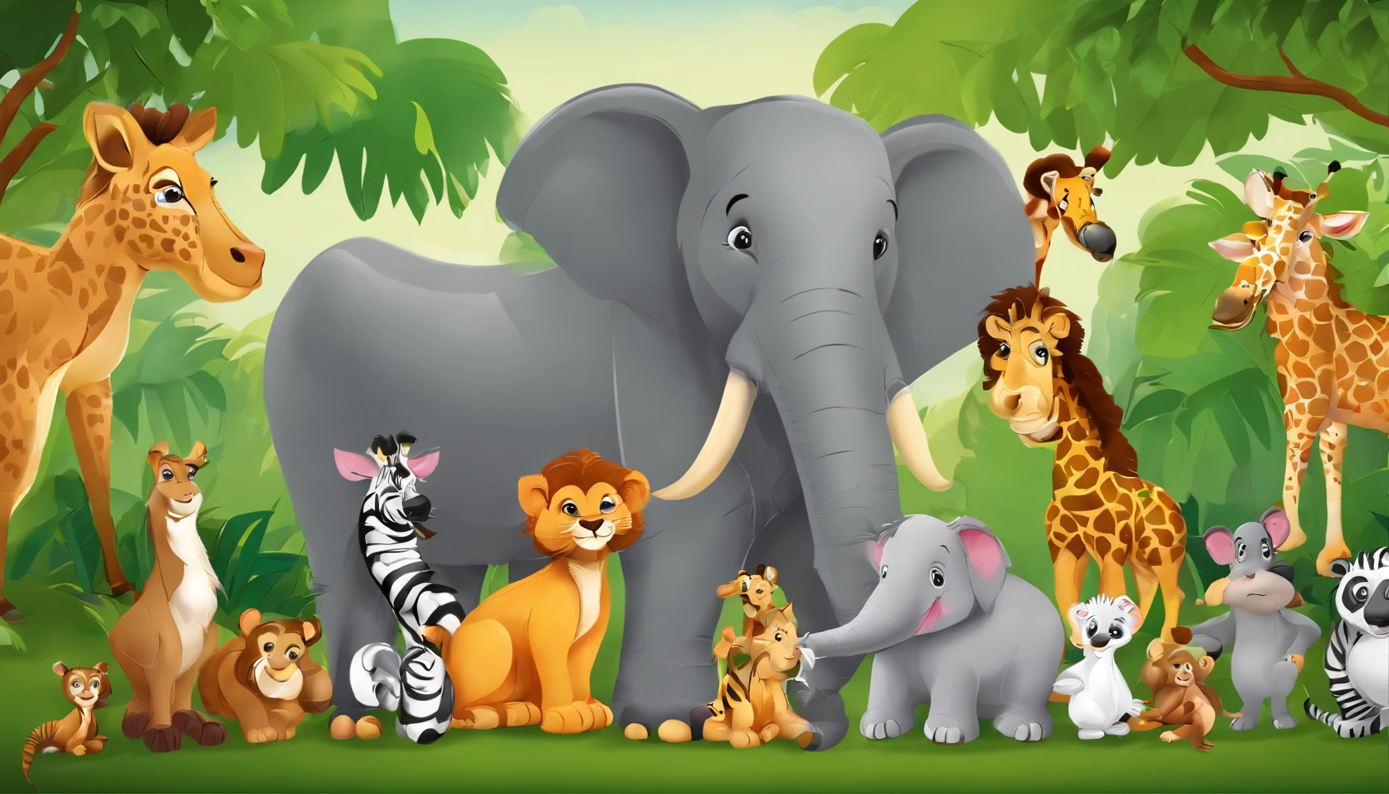 Zoo animals,cartoon style for kids