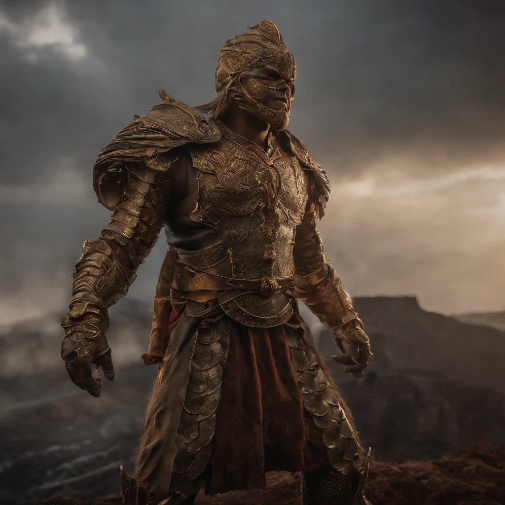 Golden Tenryu,Harsh red eyes,Close-up release of blood fire from the nose,Chest scales,high high quality,8K,Many details,Fire lettuce,Alas,4 legs,Spotted claws,golds,dangers,fires,dentes pontiagudos,big dragon,immensity,threatening,imponent
