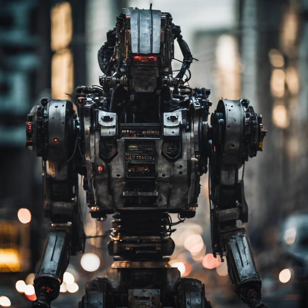 Giant robot stilt sucking electricity from the city