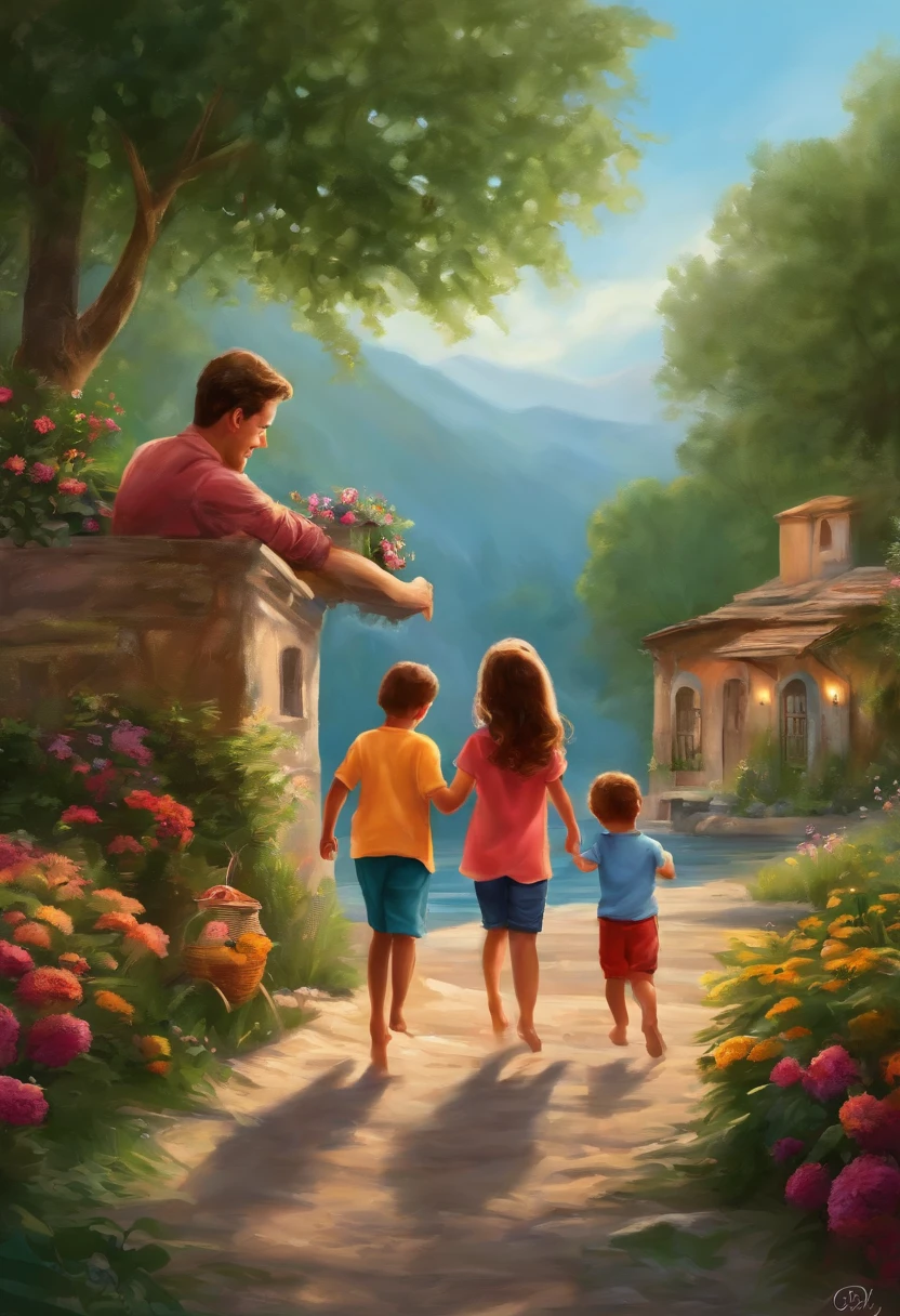 Family enjoy free time together, happy, realistic