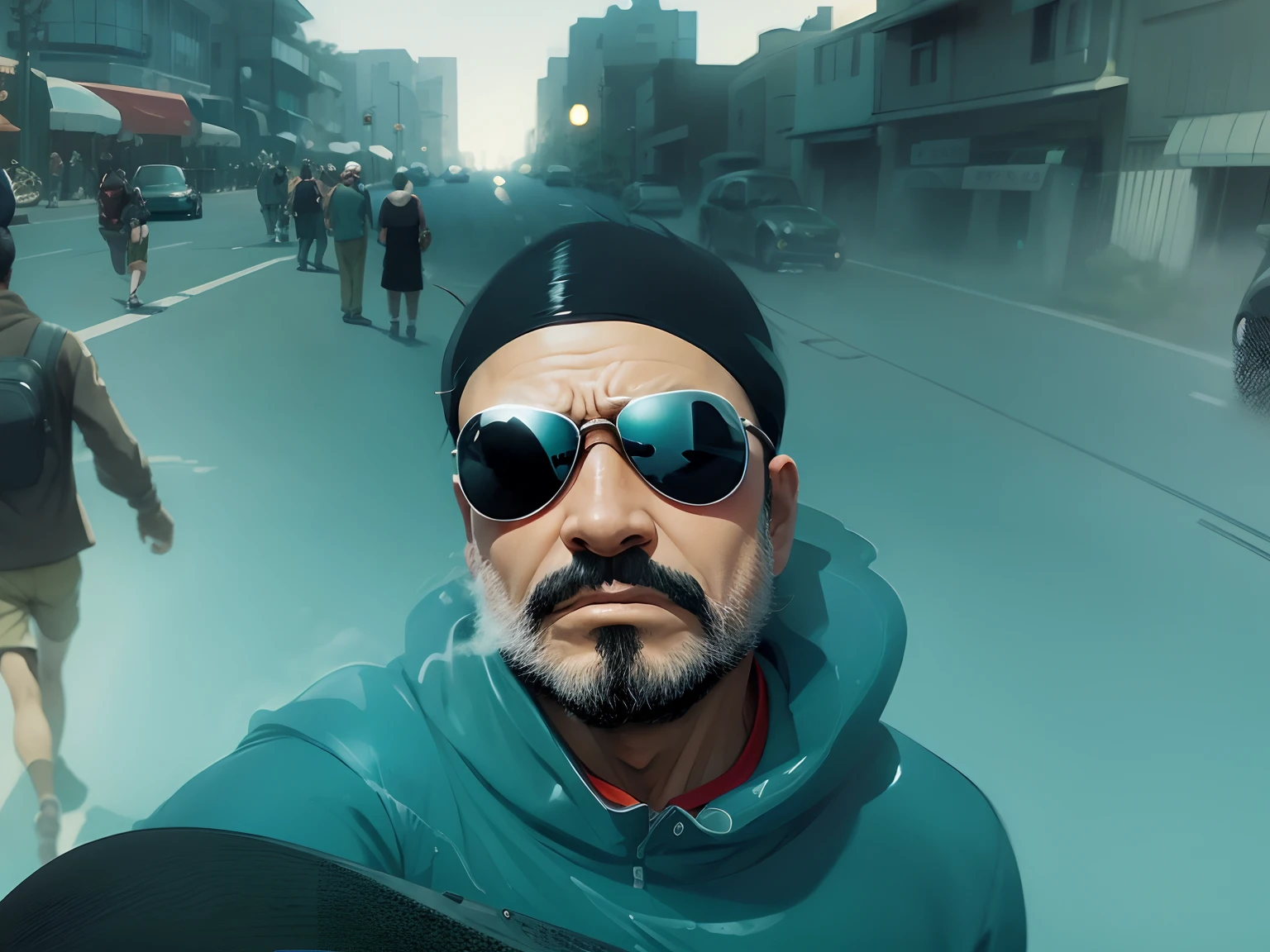 Miyazaki cartoon style,One wears sunglasses,A snail driving a sports car