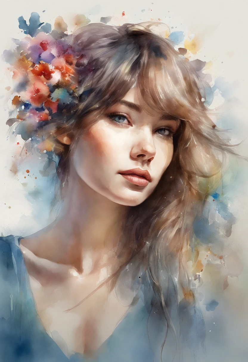 (masterpiece), (best quality), (ultra detailed),(disheveled hair),(illustration), (1girl), (Fashionable clothing), standing, Fashion model, looking at viewer, (interview), (simple background),beautiful detailed eyes, delicate beautiful face, Floating,(high saturation),(colorful splashes),colorful bubble,(shining), focus on face, ponytail, kamisato ayaka, light blue hair, bangs, hair ring, floating flowers, floating hairs, (shining), best lighting, best shadow,