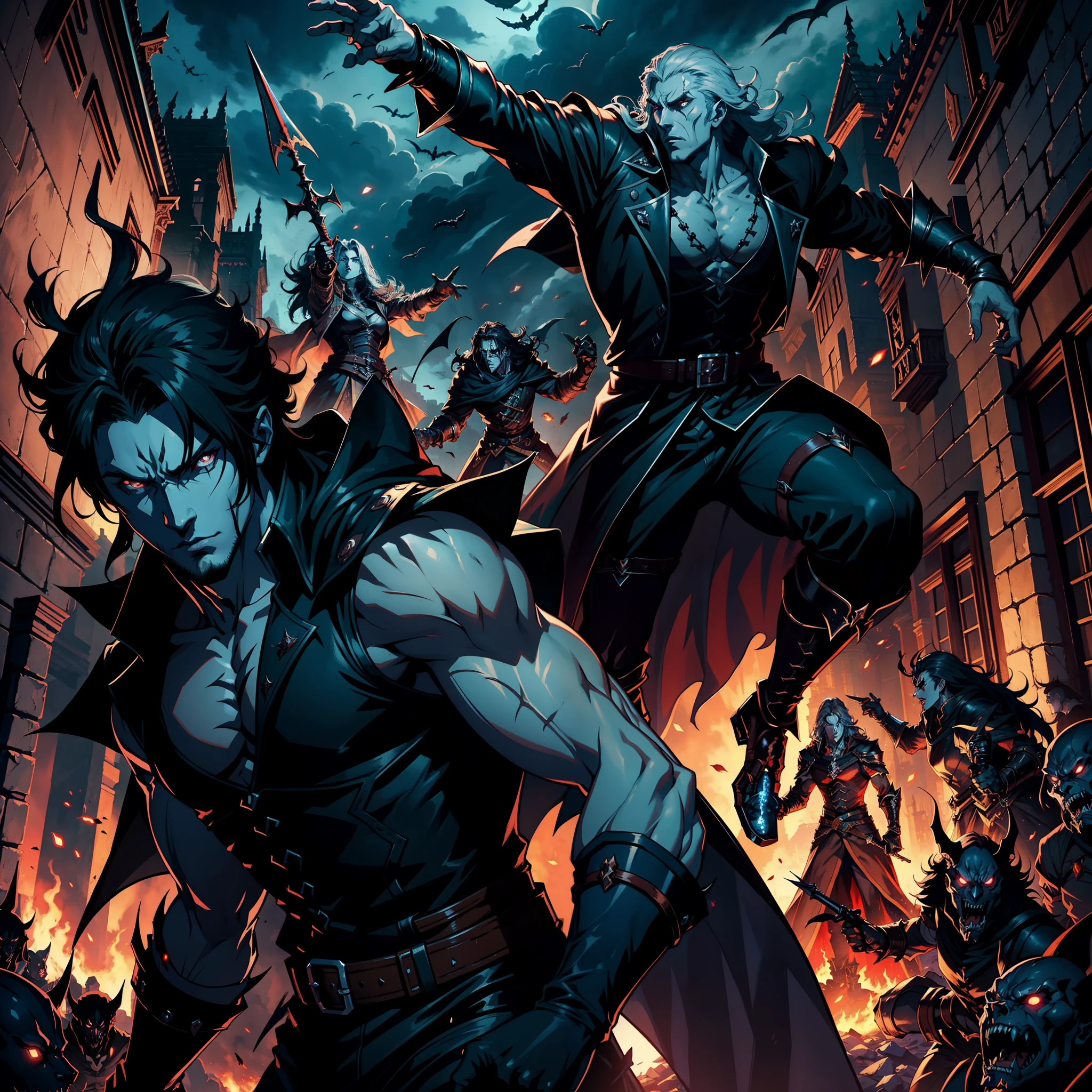Castlevania Shadow Lord of the Shadows hyper realistic super detailed Dynamic shot masterpiece cinematic scene scenes movie Epic Legendary Lord Dracula leading troops armed with demons to fight sharp details cinematic scenes movie correct proportions Anatomy