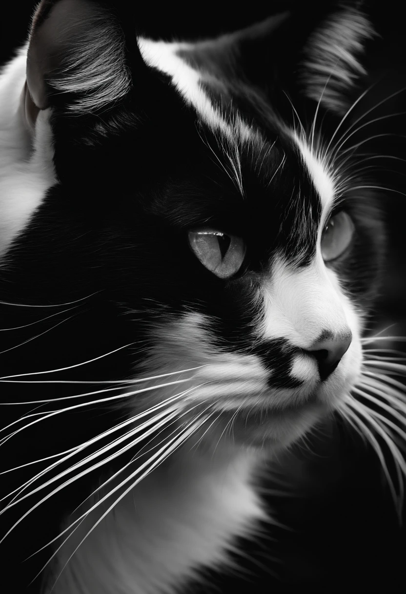 Cat, black, white, white, paws, black back