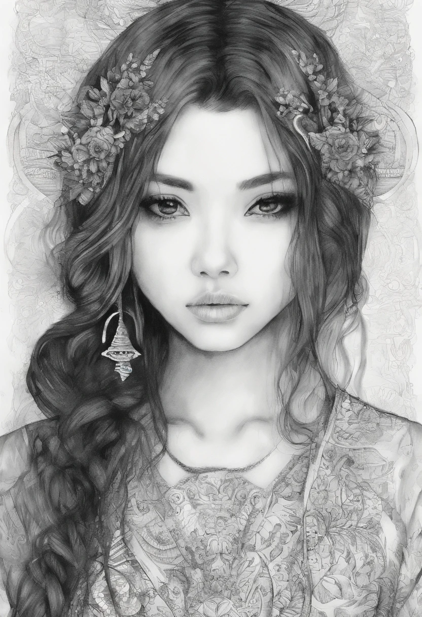 Watercolor style、digitalart、Black Hair Bob、Japan Beautiful Girl、18year old、realistic
