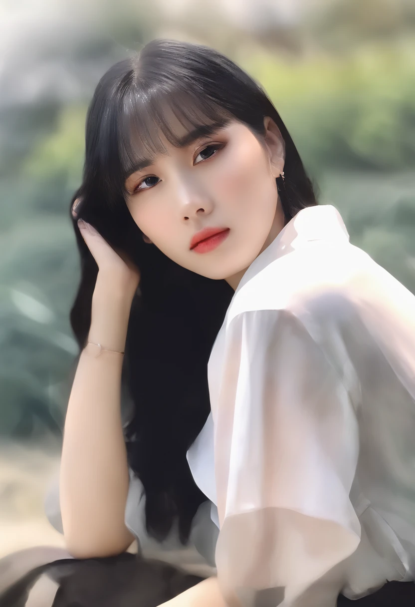 Watercolor style、digitalart、Black Hair Bob、Japan Beautiful Girl、18year old、realistic