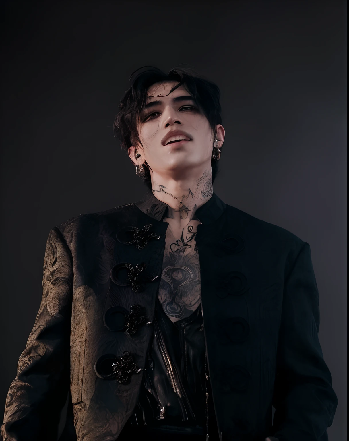 Dpr ian, arafed man with a tattoo on his neck and neck, Iren Horrores, Cai Xukun, Marcos Ariano, Beautiful androgynous prince, Araki, Lil Peep, Jean Deville, delicate androgynous prince, Eddie, Foto de perfil, Joel Fletcher, androgynous person, Tem um olhar penetrante, androgynous face, xxxtentacion, com tatuagens Cristian Yu