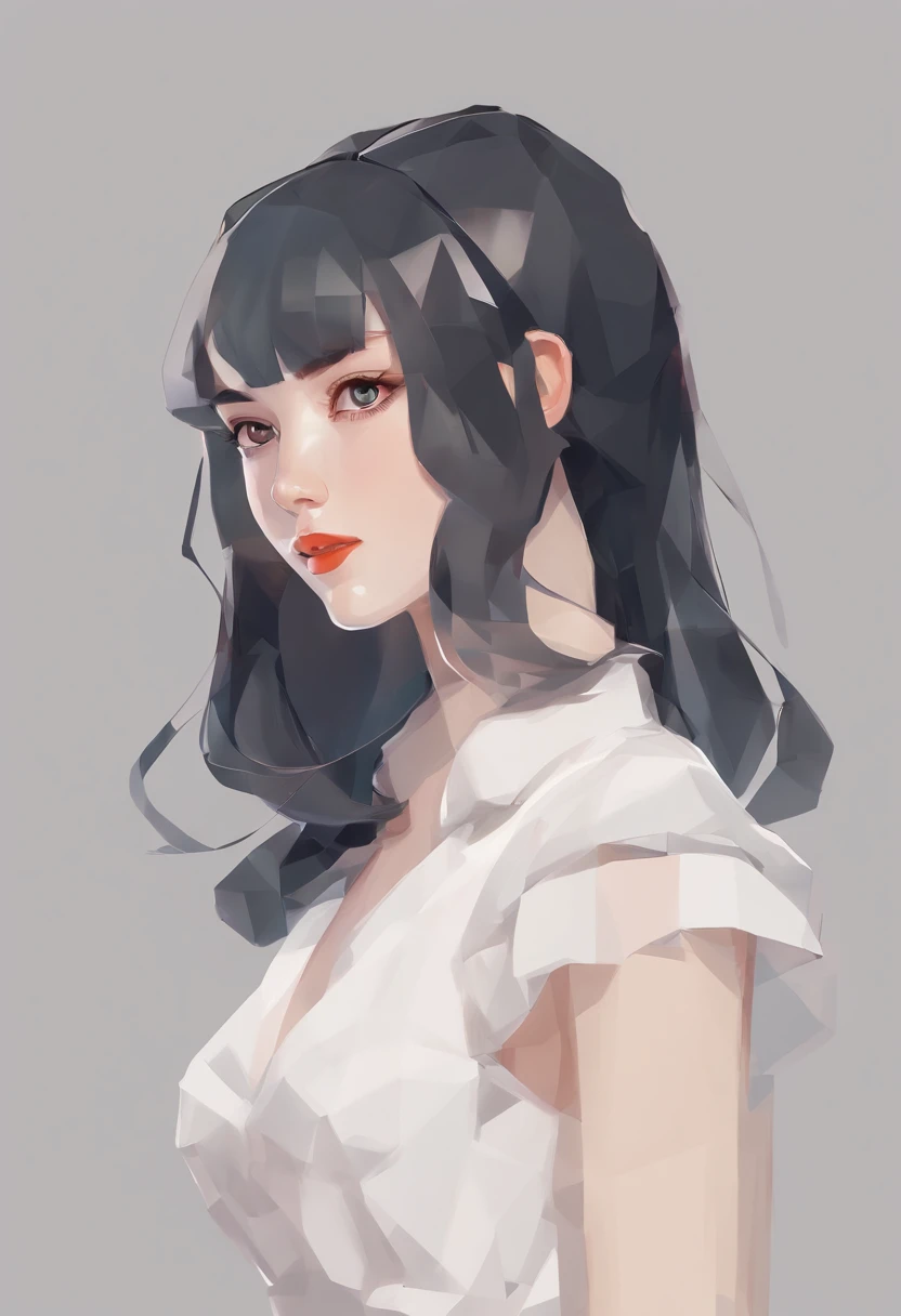 Watercolor style、digitalart、Black Hair Bob、Japan Beautiful Girl、18year old、realistic