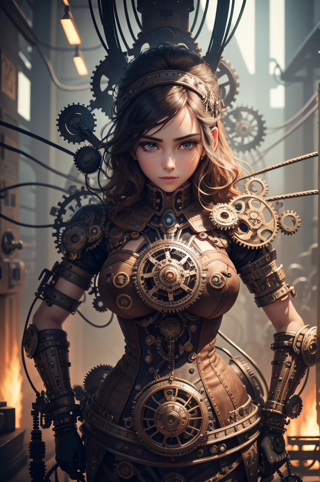 Explore the intricate details of a mechanical wonderland, where gears and wires intertwine to create a mesmerizing display of technological beauty.