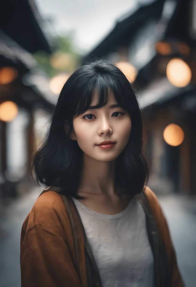 Watercolor style、digitalart、Black Hair Bob、Japan Beautiful Girl、18year old、realistic