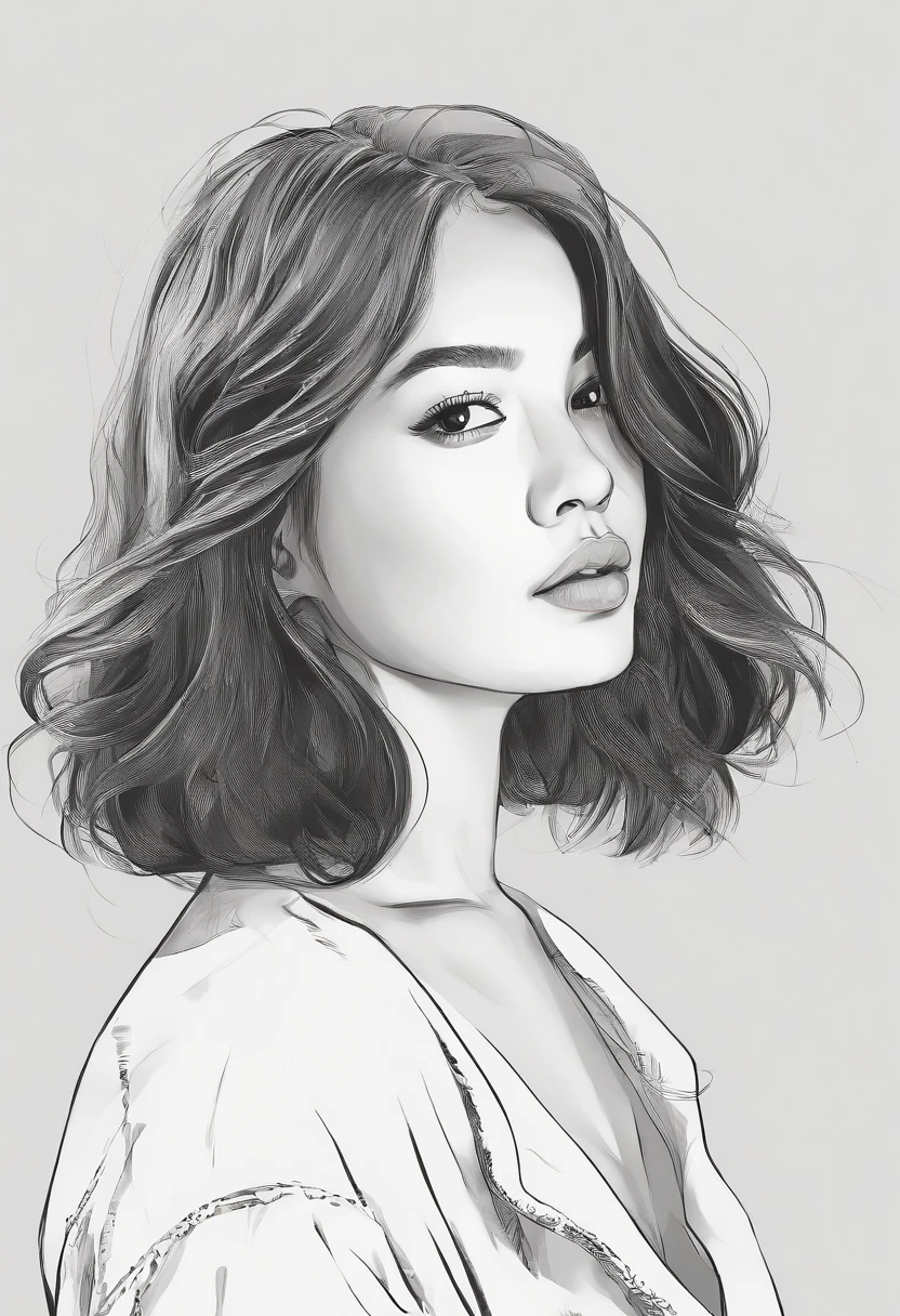 Watercolor style、digitalart、Black Hair Bob、Japan Beautiful Girl、18year old、realistic