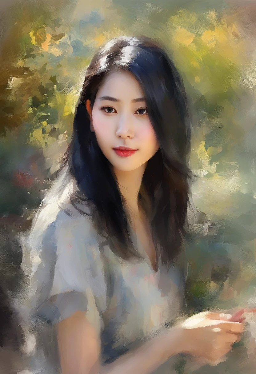 Watercolor style、digitalart、Black Hair Bob、Japan Beautiful Girl、18year old、realistic