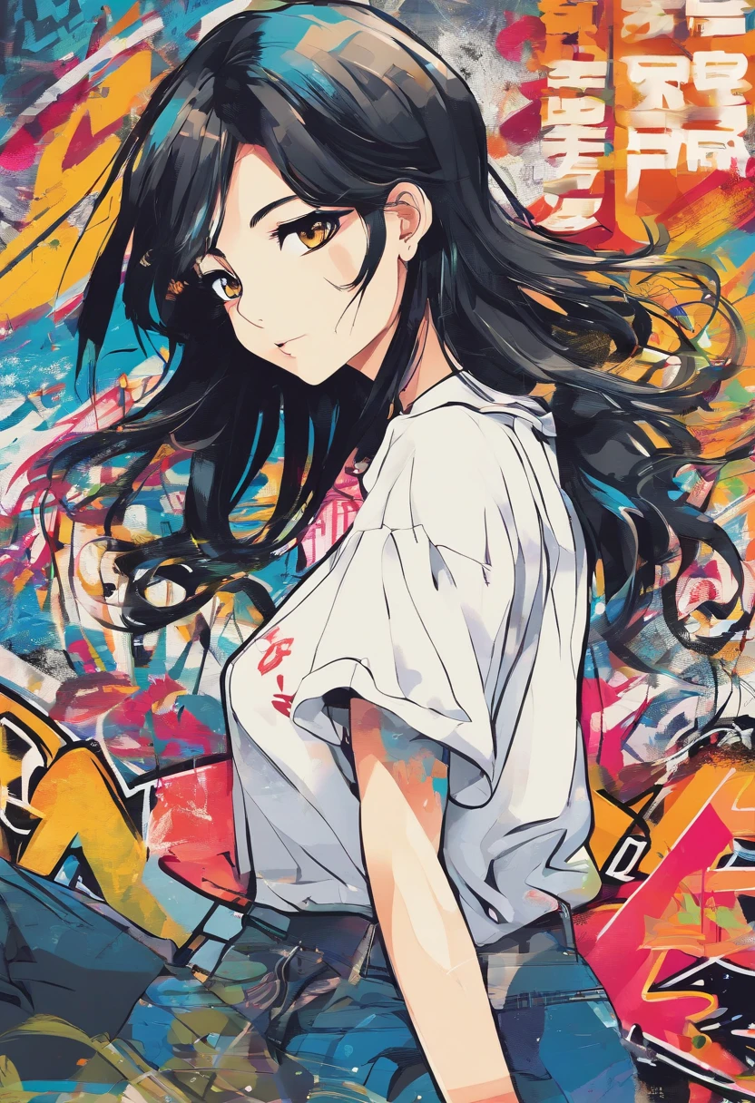 1990s anime style、Black Hair Bob、Japan Beautiful Girl、18year old