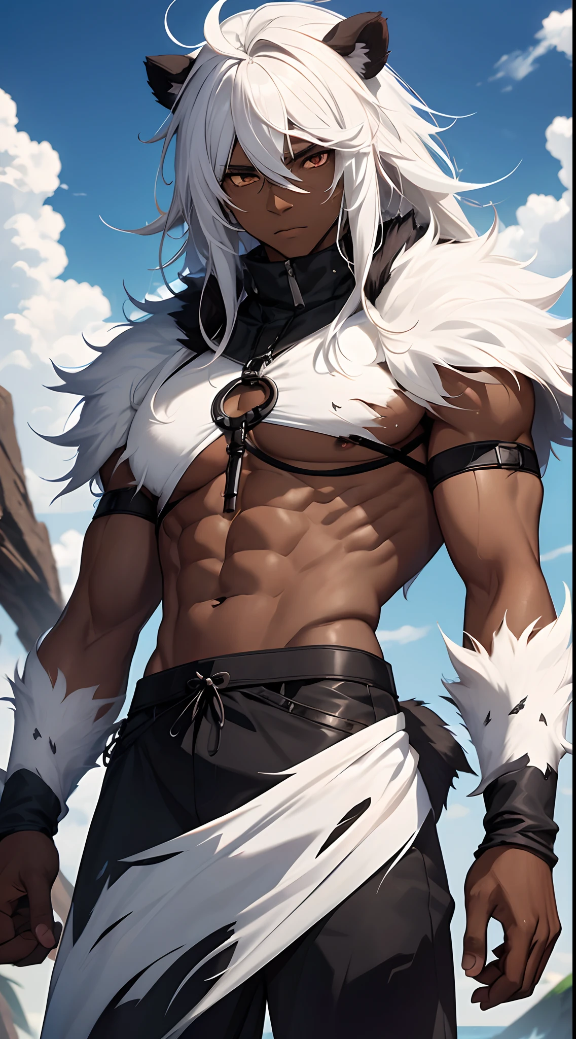 A man gradually transforms from a werewolf back to human form in the moonlight。