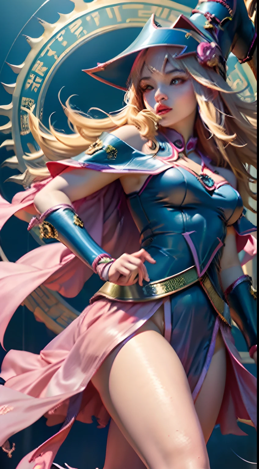 (obra maestra, calidad superior, mejor calidad, arte oficial, Beautiful and Aesthetic: 1.2), (1 niña dark magician girl), detalle extremo, (arte fractal: 1.3), colorido, the most detailed