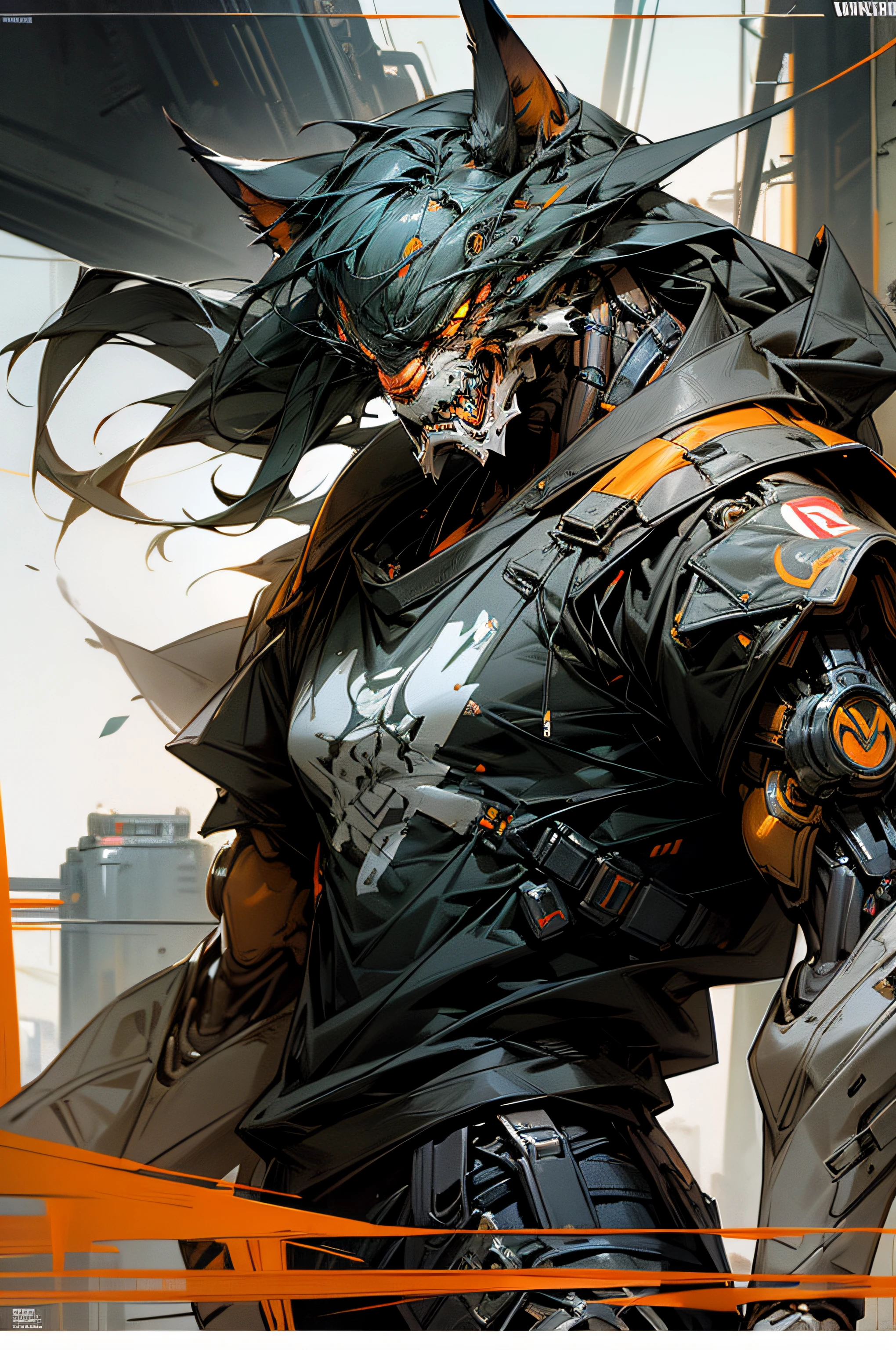 cyborg wolf movie poster and t-shirt illustration cyberpunk epic VIBRANT ART cyborg tiger futuristic armour