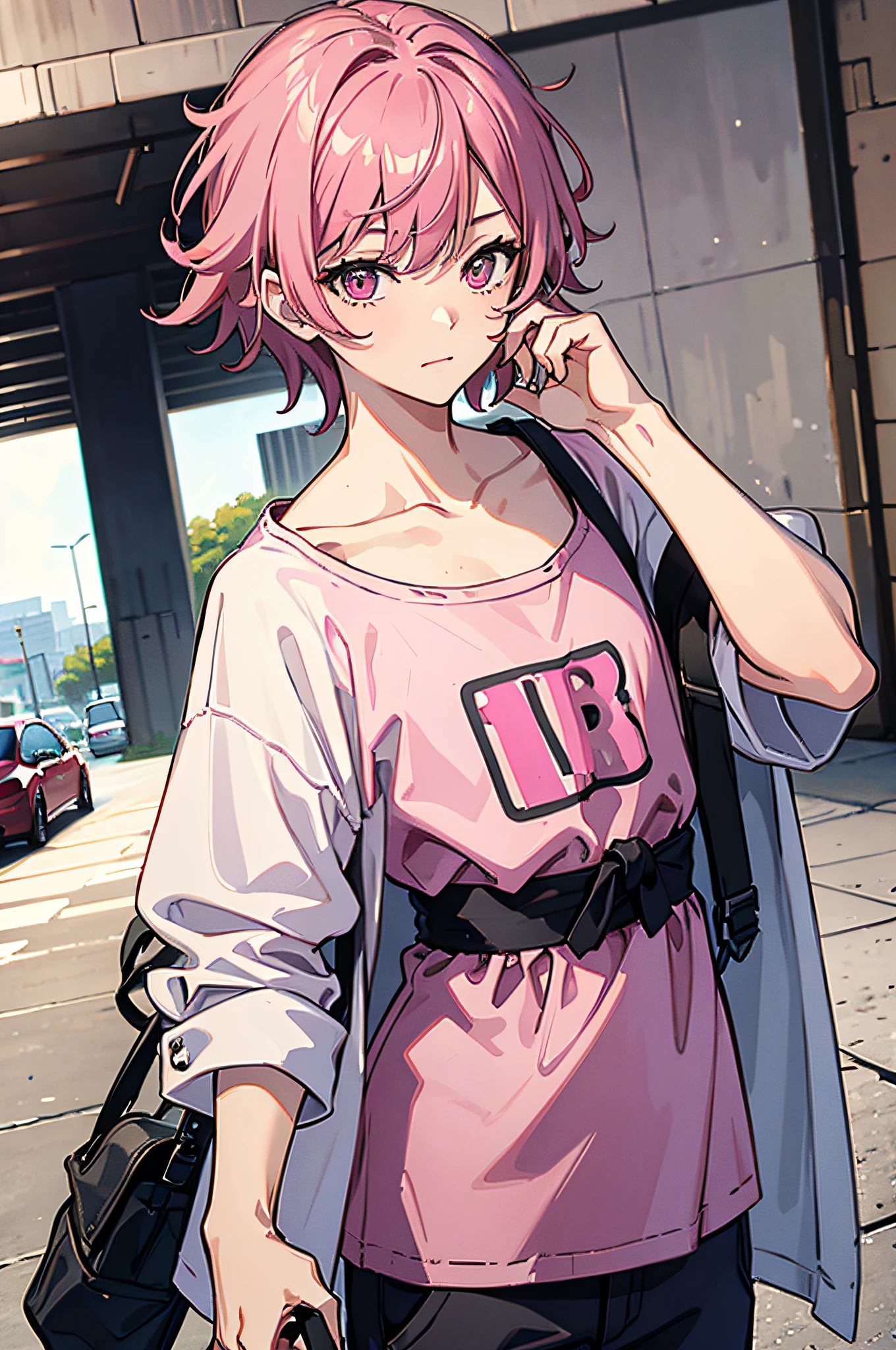 16k,Libido boy,Pink hair,Casual and loose wear