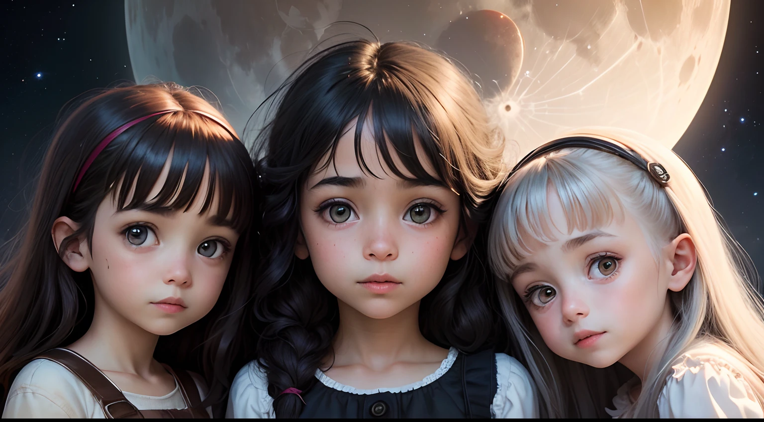 Uma imagem de Luna, A  and two friends with bright eyes and curious expression