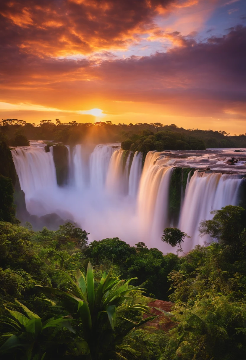 sunset in the city of Foz do iguaçu, Parana, In the Iguazu Falls