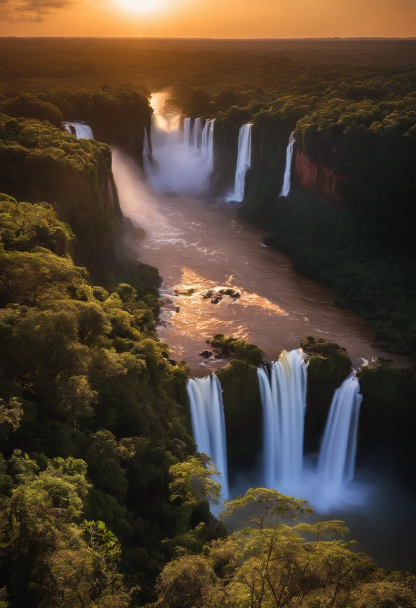 sunset in the city of Foz do iguaçu, Parana, In the Iguazu Falls