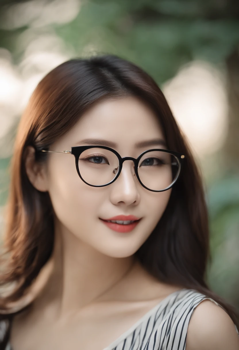araffe asian woman with glasses posing on a bed, korean girl, with glasses, thick glasses, spectacled, with glasses on, beautiful south korean woman, asian girl, gorgeous young korean woman, sie boob, with square glasses, she is about 2 0 years old, she is about 20 years old, jaeyeon nam, big round glasses